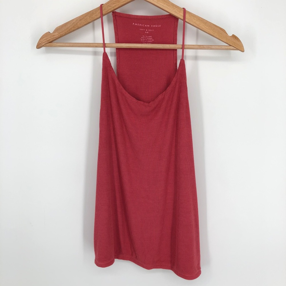 Aerie Womens Soft & Sexy Rib Tank Top Size XL Pink Flowy Stretch Strappy